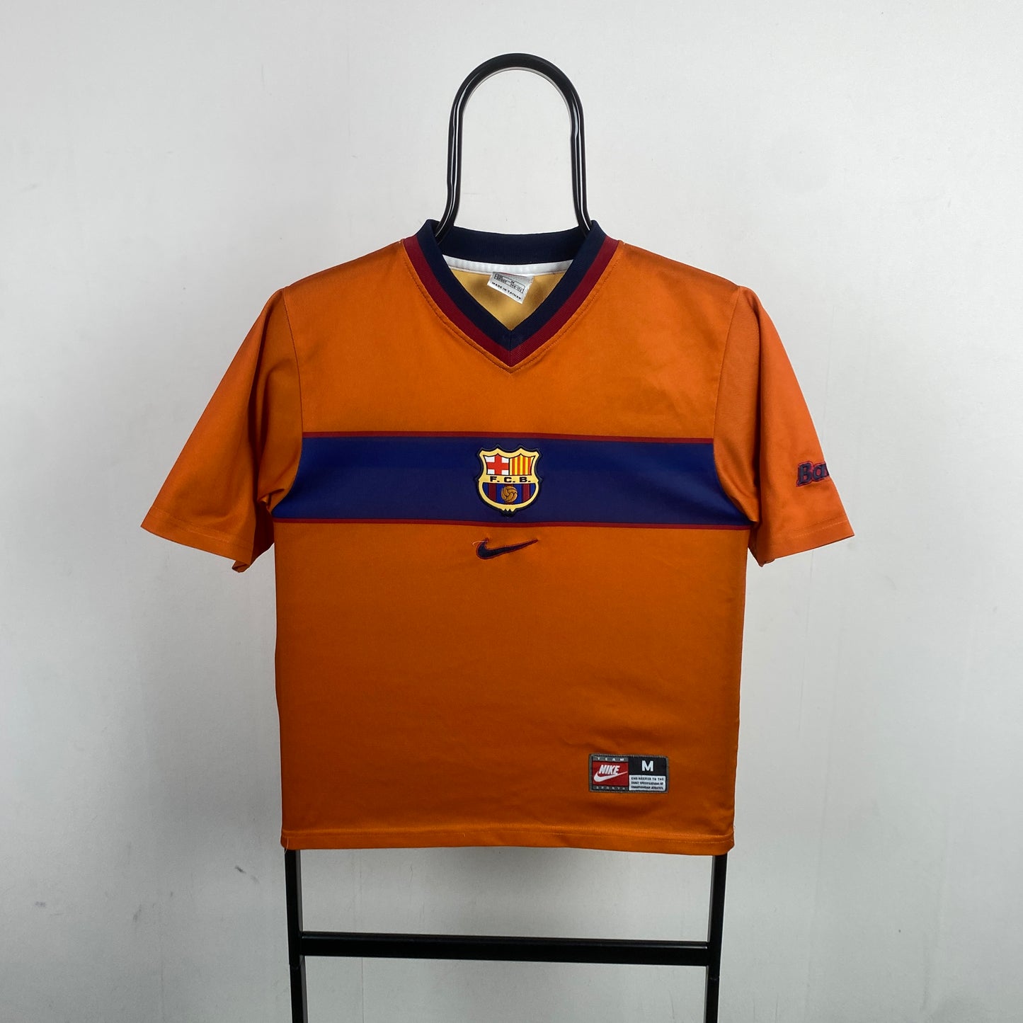 90s Nike Barcelona Football Shirt T-Shirt Orange XS