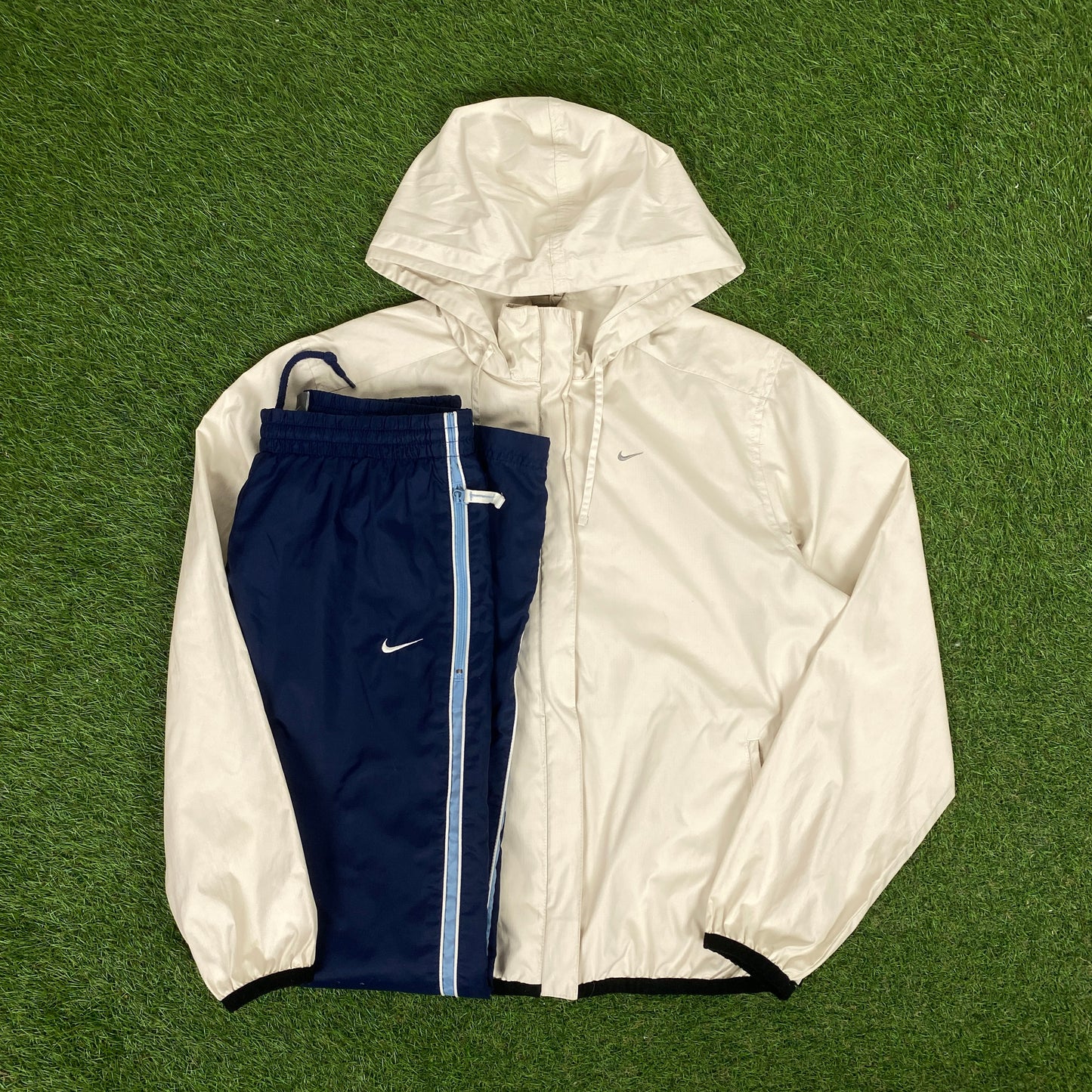 00s Nike Clima-Fit Windbreaker Jacket + Joggers Set Brown Small