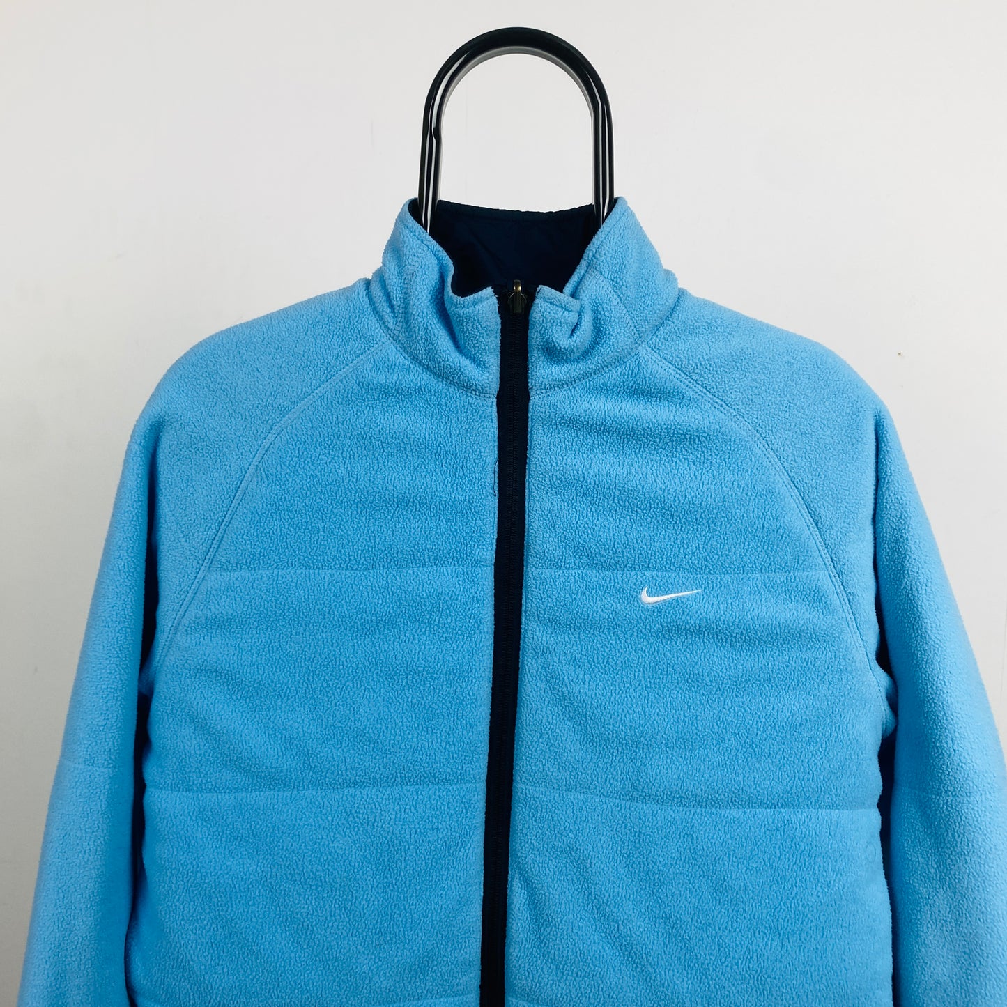 00s Nike Reversible Fleece Coat Jacket Blue Medium