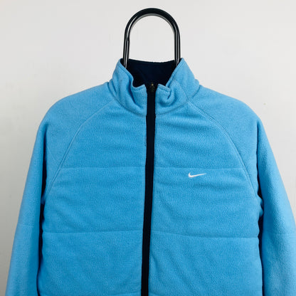 00s Nike Reversible Fleece Coat Jacket Blue Medium