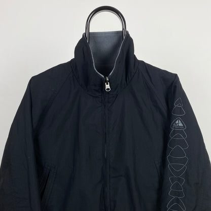 00s Nike ACG Reversible Fleece Waterproof Jacket Black Grey Small