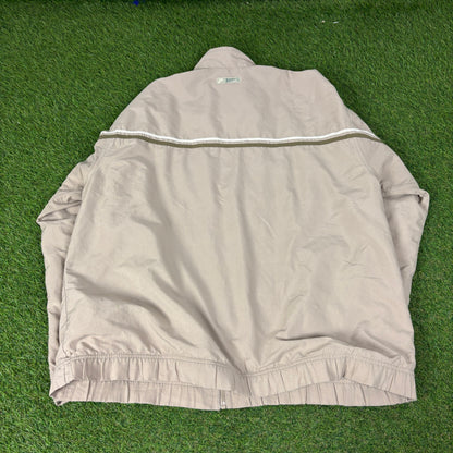 00s Nike Piping Windbreaker Tracksuit Set Jacket + Joggers Brown XL