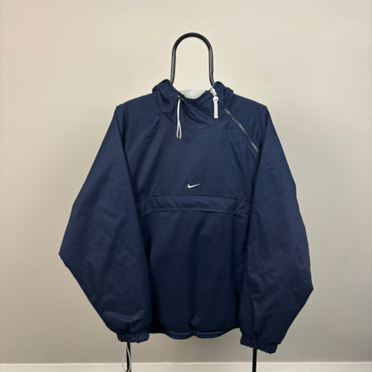 00s Nike Reversible Side Winder Fleece Coat Jacket Blue Medium