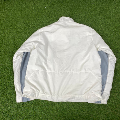 00s Nike Piping Windbreaker Jacket + Joggers Set White Medium