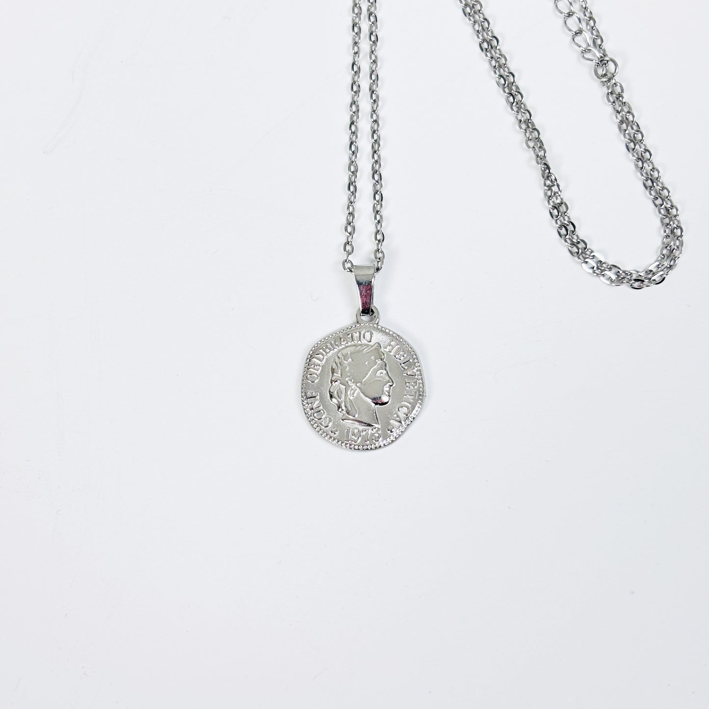 Vintage Greek Coin Necklace Silver