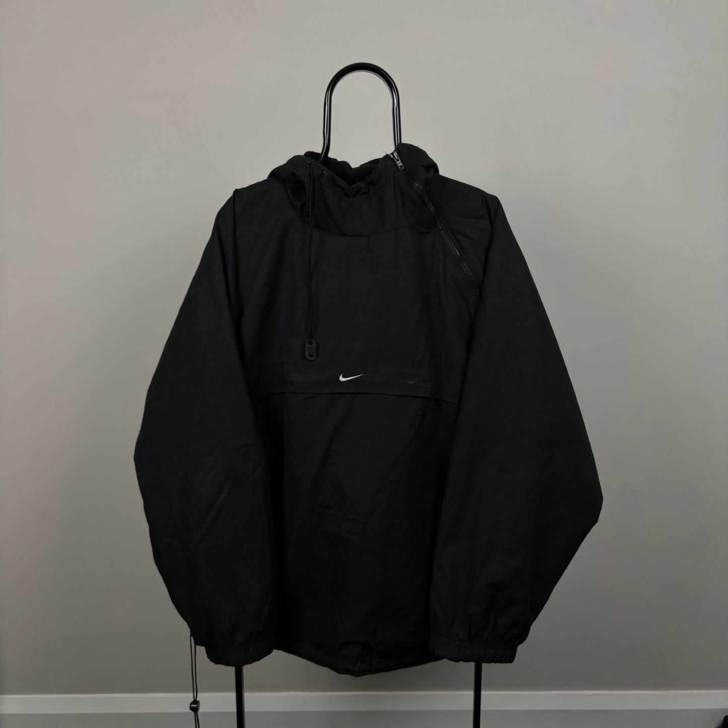 90s Nike Reversible Side Winder Fleece Coat Jacket Black Large