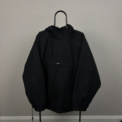 90s Nike Reversible Side Winder Fleece Coat Jacket Black Large