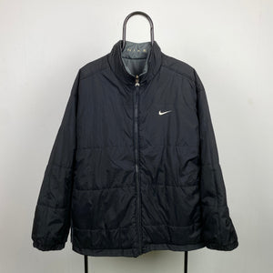90s Nike Reversible Puffer Jacket Black Small