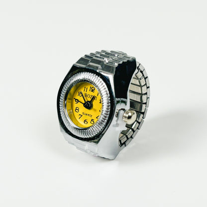 Retro Watch Ring Adjustable Silver Yellow
