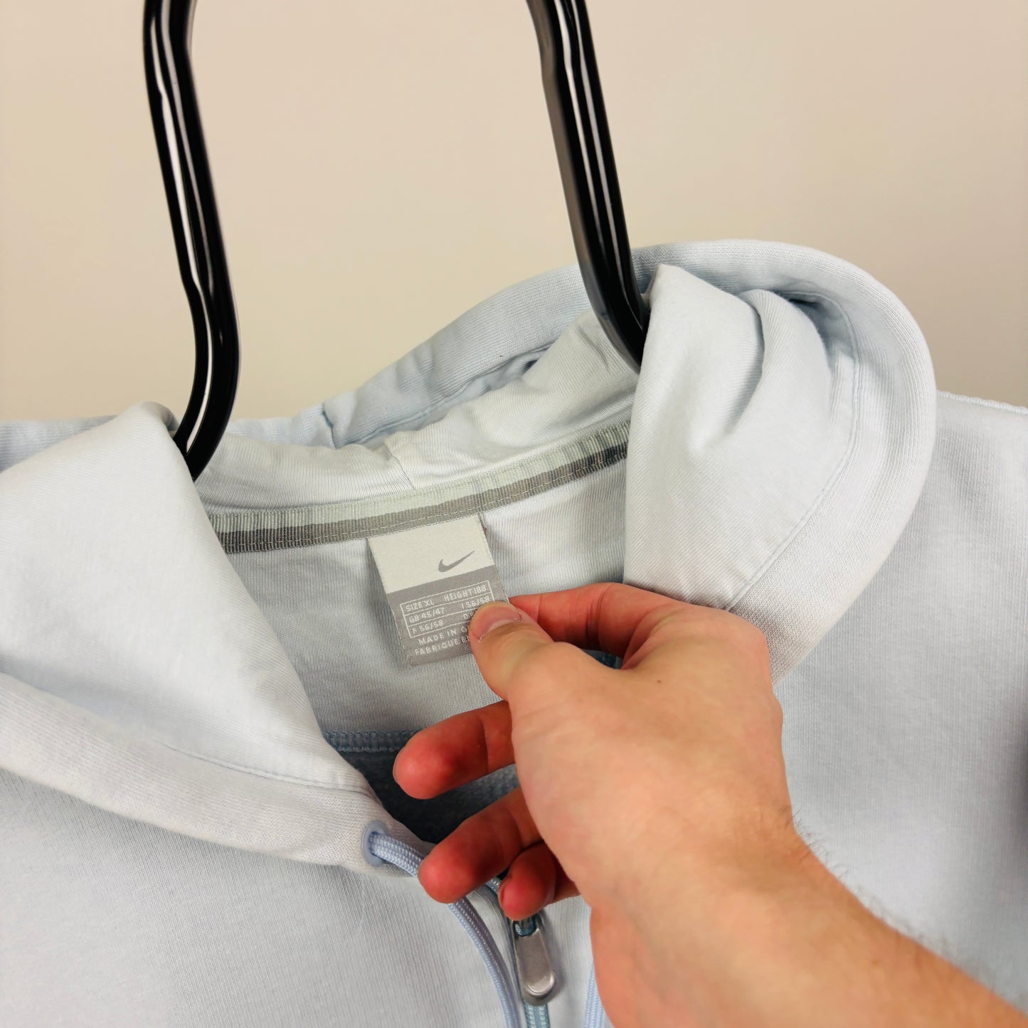 90s Nike Zip Hoodie Baby Blue XL