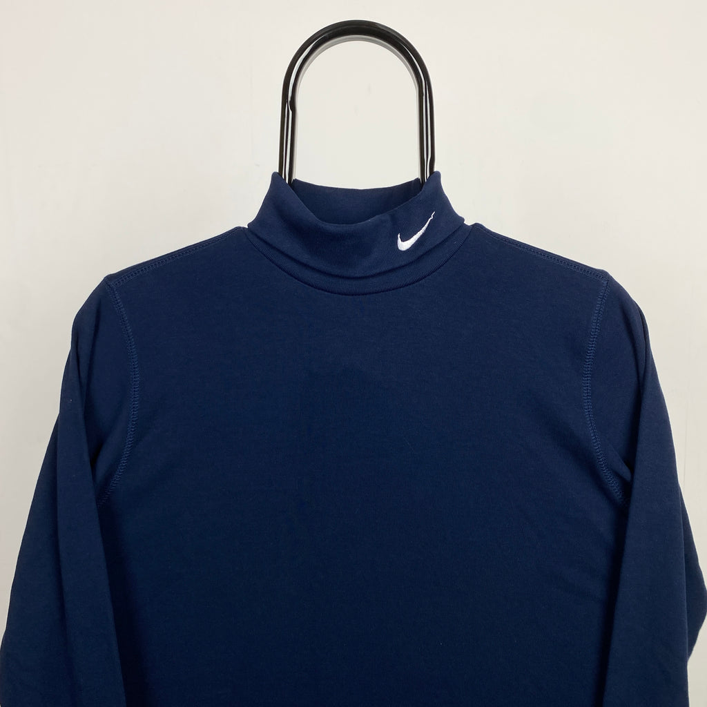 00s Nike Roll Neck Sweatshirt Blue XS