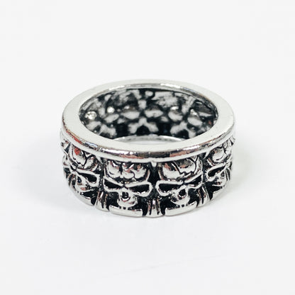 Retro Vintage Skull Band Ring Silver