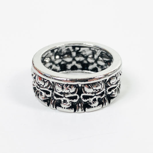 Retro Vintage Skull Band Ring Silver