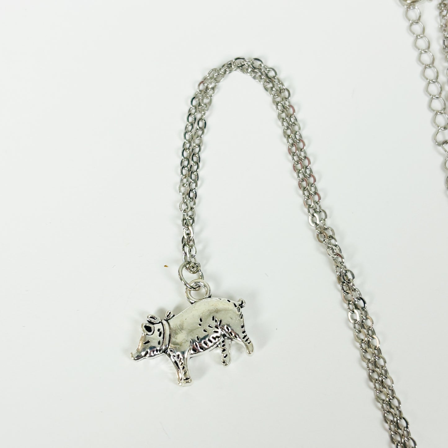 Vintage Pig Necklace Silver