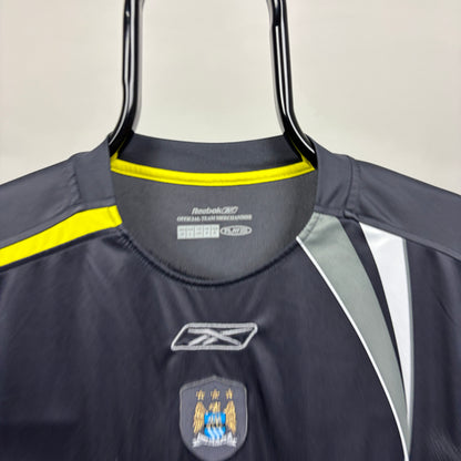 00s Reebok Manchester City Football Shirt T-Shirt Grey Medium