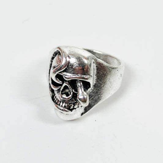 Retro Vintage Skull Signet Ring Silver