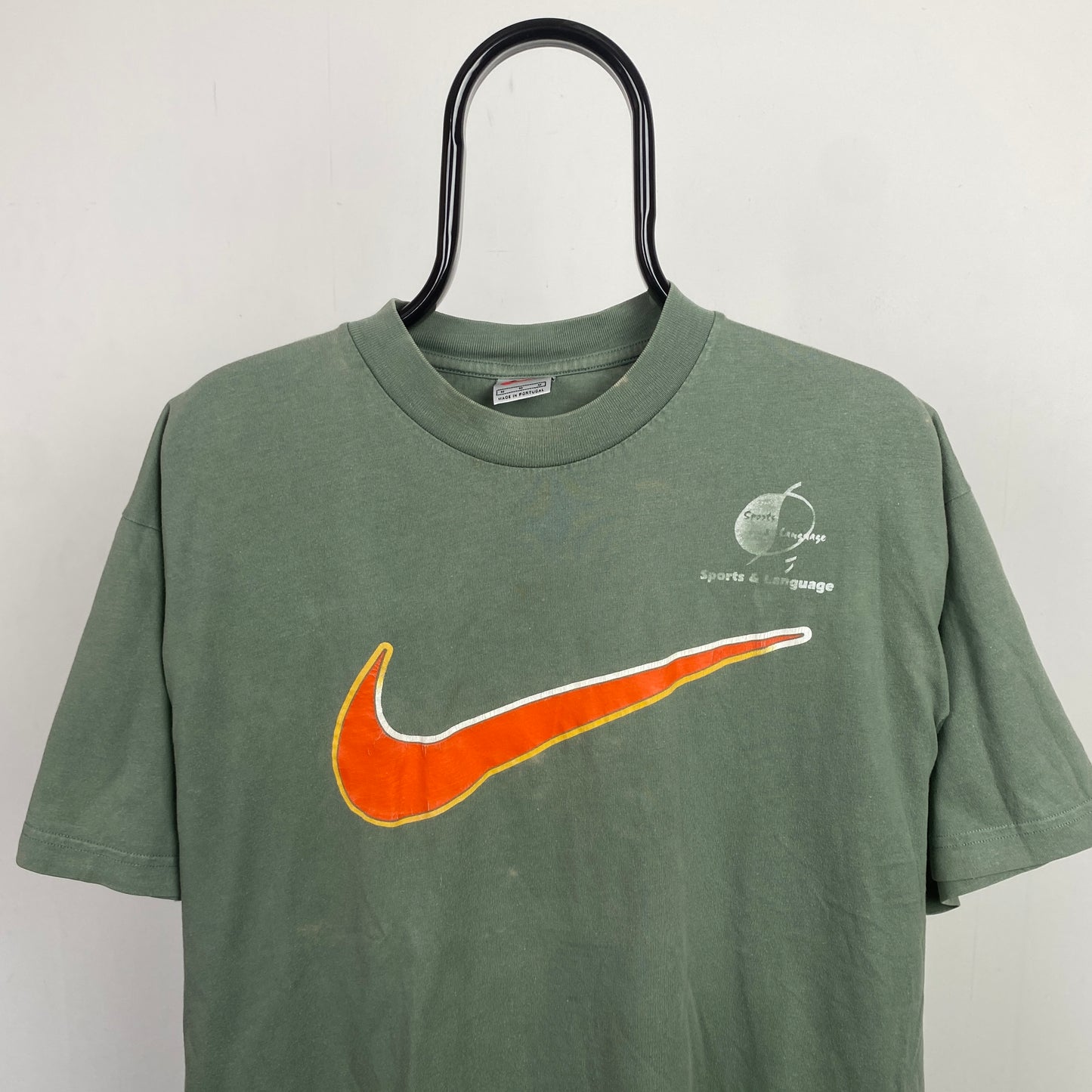 90s Nike Swoosh T-Shirt Green Medium