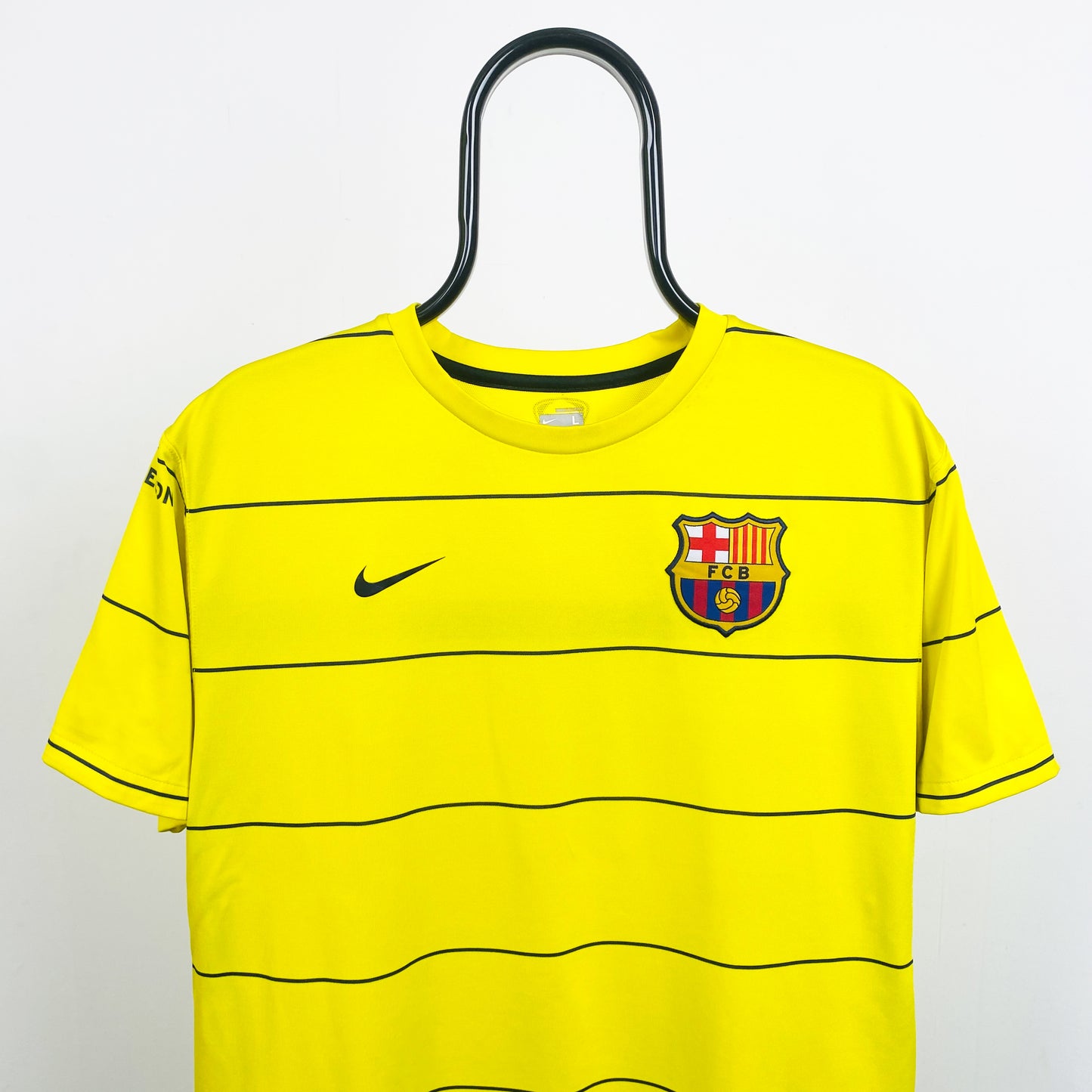00s Nike Barcelona Football Shirt T-Shirt Yellow Large
