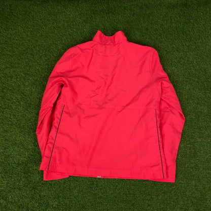 00s Nike Piping Windbreaker Tracksuit Set Jacket + Joggers Pink XL