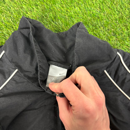00s Nike Piping Windbreaker Jacket + Joggers Set Black Medium