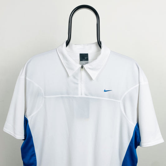 00s Nike Tennis Polo Shirt T-Shirt White Large