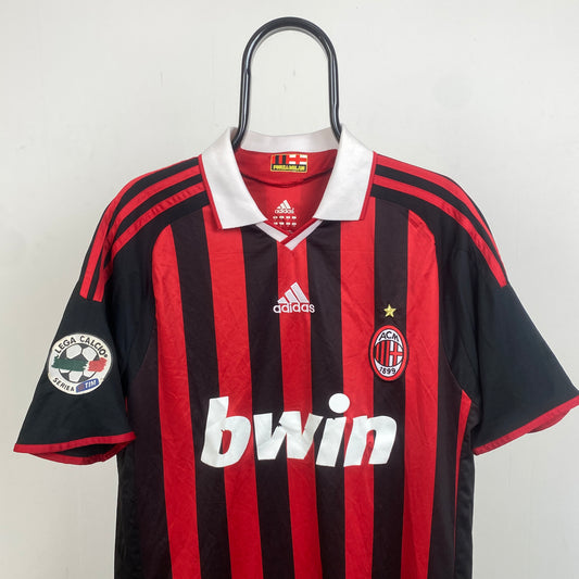 00s Adidas AC Milan Nomura Football Shirt T-Shirt Red Large