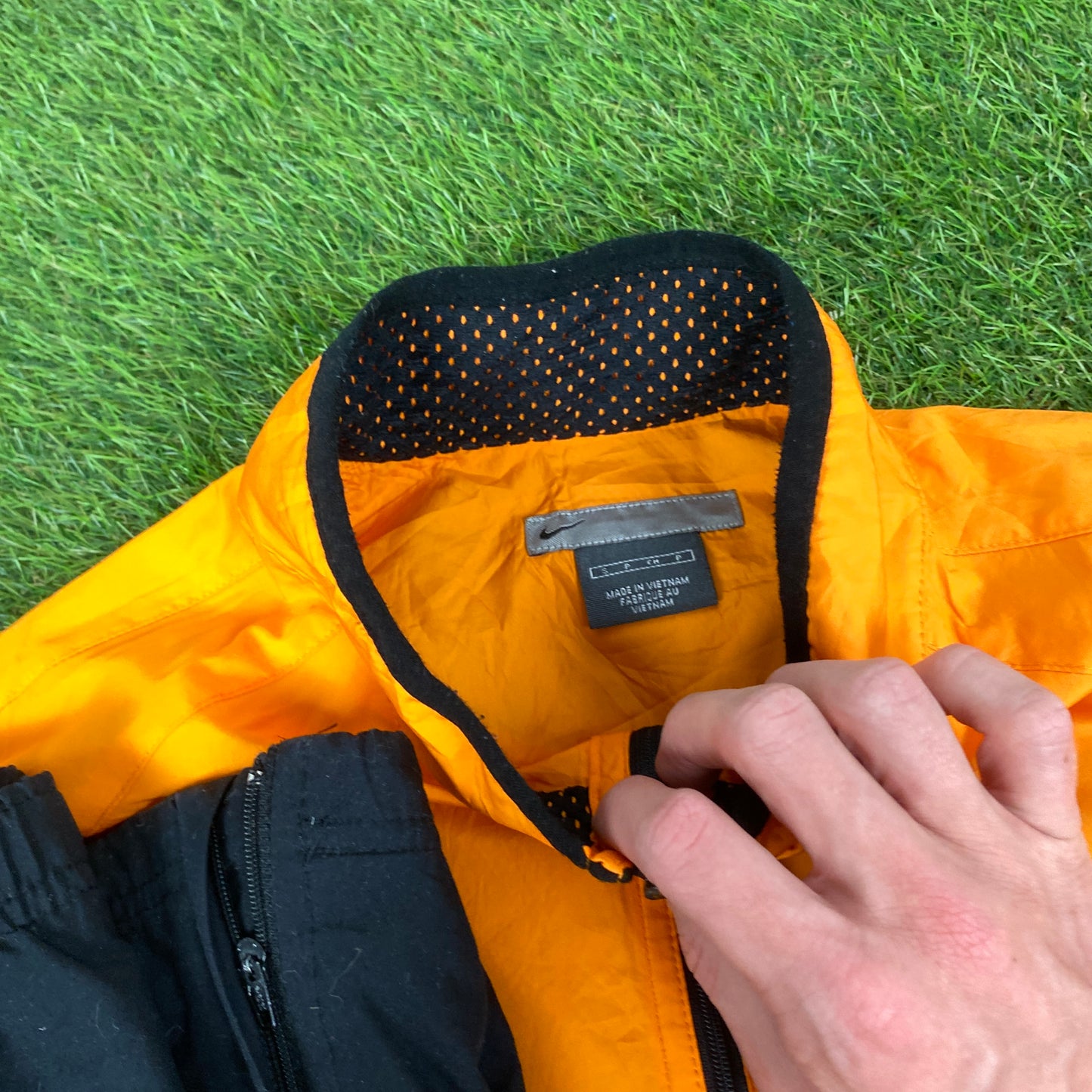 00s Nike Reflective Windbreaker Jacket + Joggers Set Orange Small
