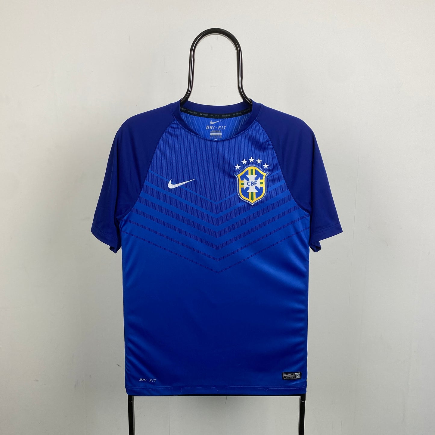 00s Nike Brazil Football Shirt T-Shirt Blue Small