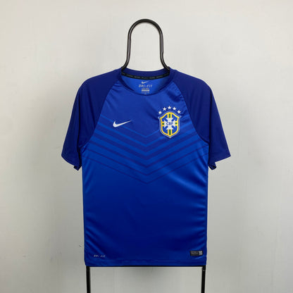 00s Nike Brazil Football Shirt T-Shirt Blue Small