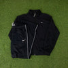 00s Nike Piping Windbreaker Jacket + Joggers Set Black XS