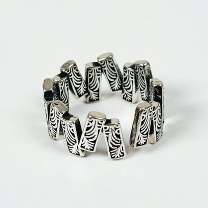 Vintage Etched Tribal Ring Adjustable