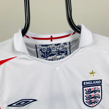 Retro Umbro England Rooney Football Shirt T-Shirt White Small