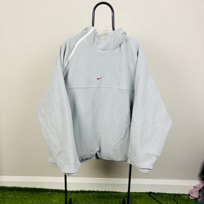 00s Nike Reversible Sidewinder Fleece Coat Jacket White Blue Large