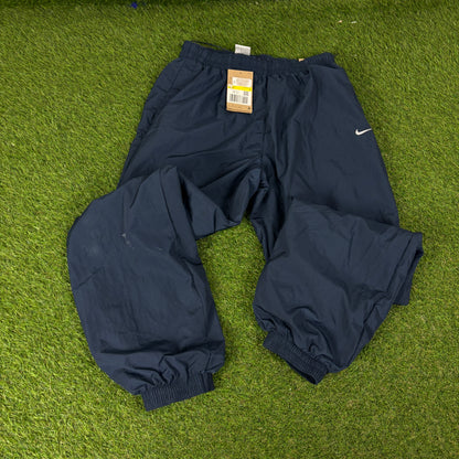 00s Nike Piping Windbreaker Jacket + Joggers Set Blue Small