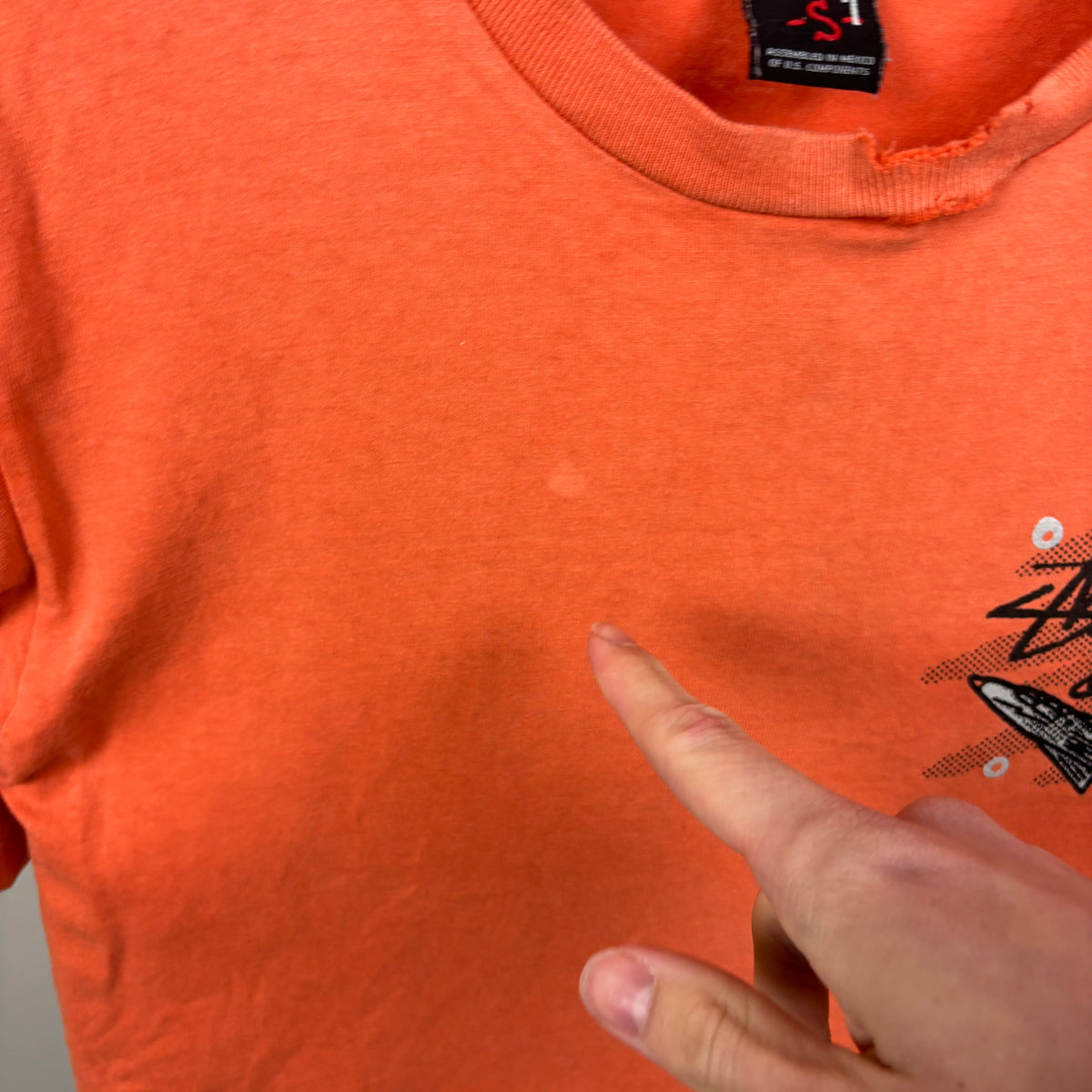 00s Stussy Spaceman T-Shirt Orange Small