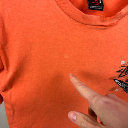 00s Stussy Spaceman T-Shirt Orange Small