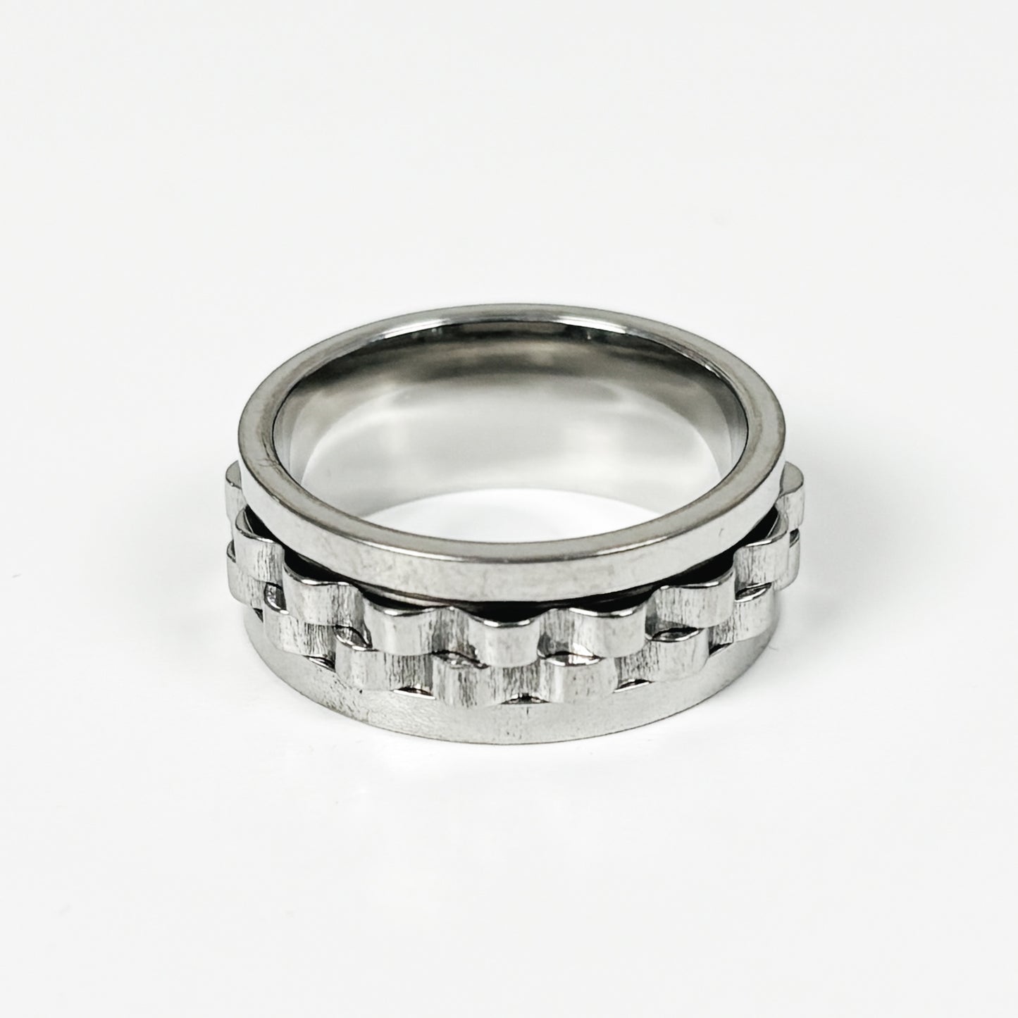 Cog Chain Spinner Ring Silver