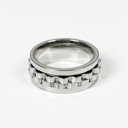 Cog Chain Spinner Ring Silver