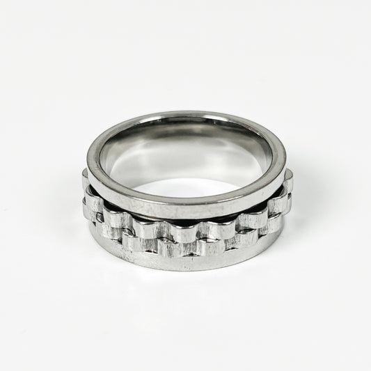 Cog Chain Spinner Ring Silver