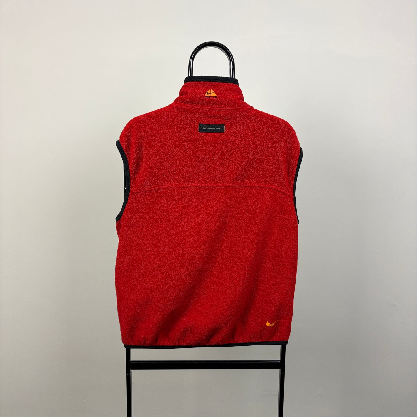 90s Nike ACG Fleece Body Warmer Sweatshirt Red Medium