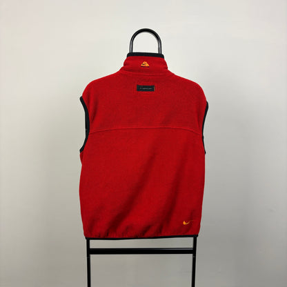 90s Nike ACG Fleece Body Warmer Sweatshirt Red Medium