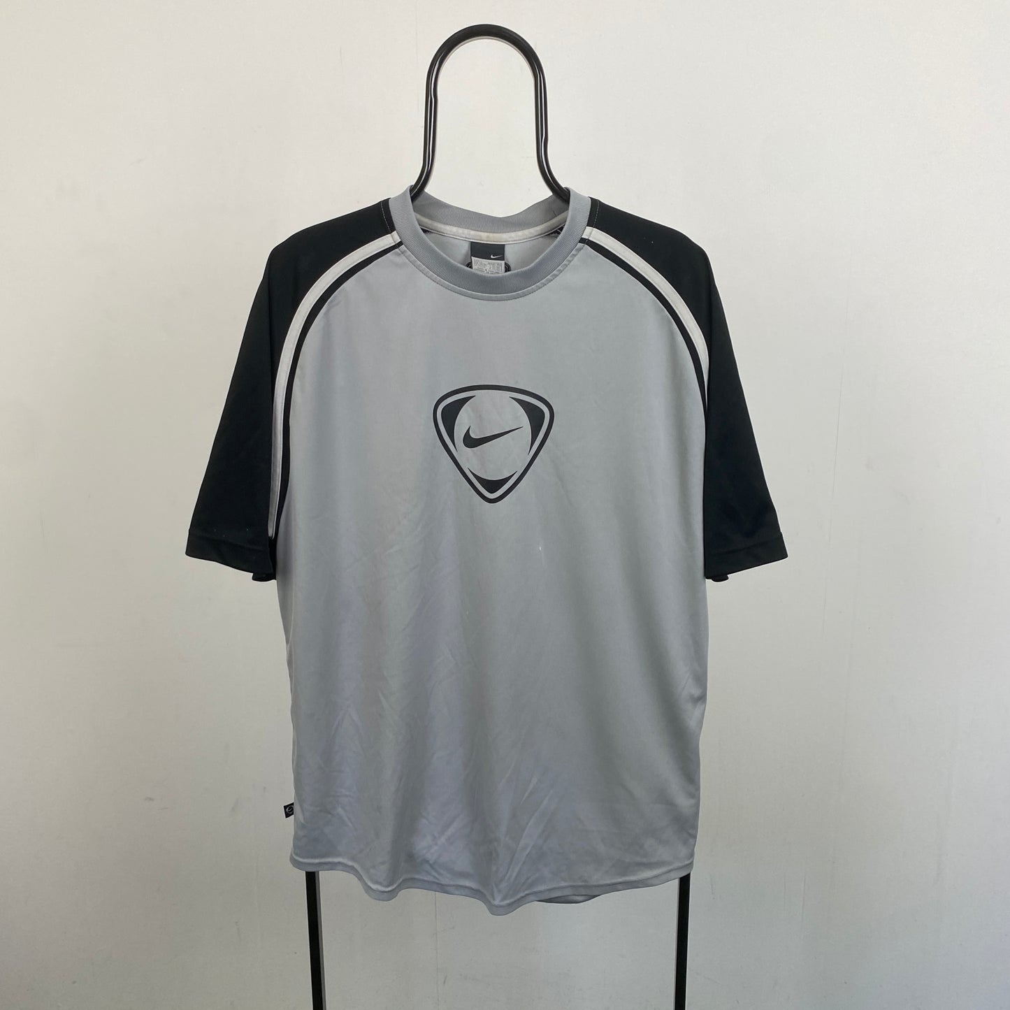 00s Nike Football Shirt T-Shirt Grey Large