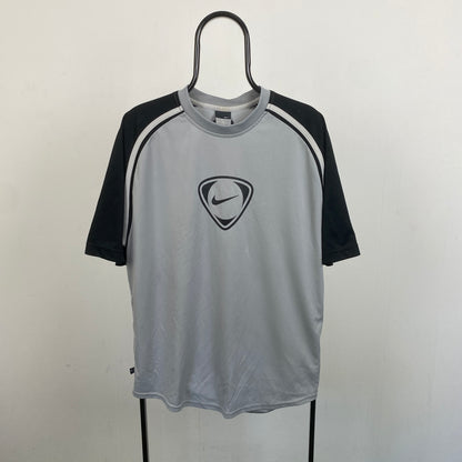 00s Nike Football Shirt T-Shirt Grey Large