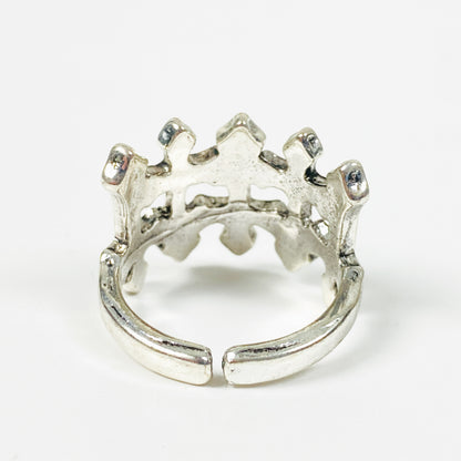 Adjustable Antique Enamel Cross Ring Silver