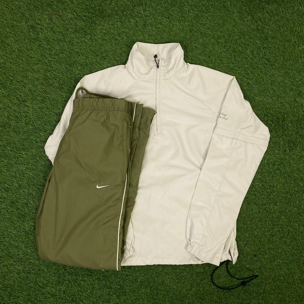 brown and white nike tracksuit