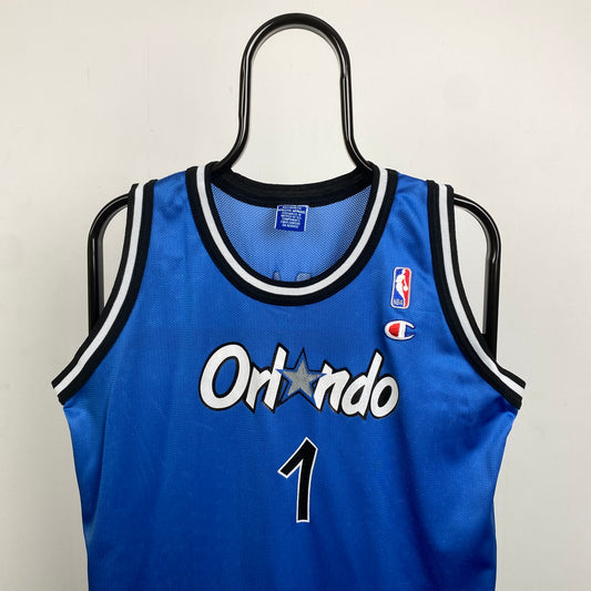 Retro Champion Orlando Magic Hardaway Basketball Vest T-Shirt Blue Small