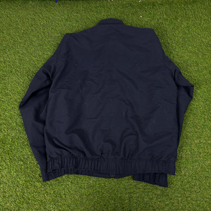 00s Reebok Piping Windbreaker Jacket + Joggers Set Blue Small