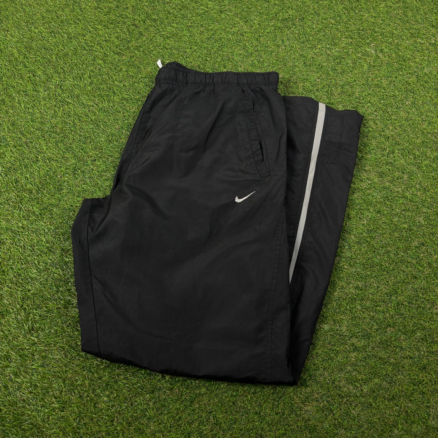 00s Nike Reflective Piping Joggers Black Large