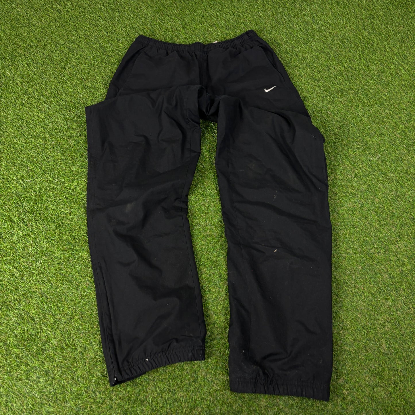 00s Nike Piping Waterproof Windbreaker Tracksuit Set Jacket + Joggers Blue XL