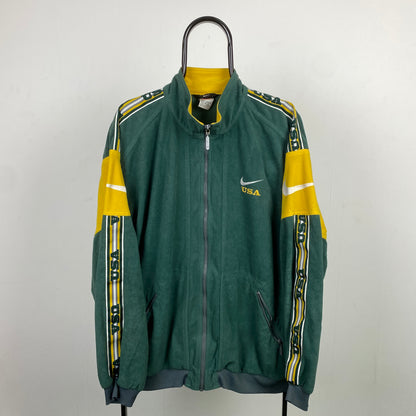 90s Nike Zip Velour Sweatshirt Green XL